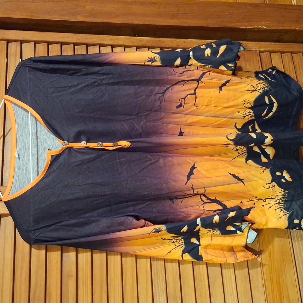 Halloween Themed Orange and Black Tunic